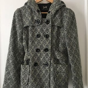 Forever 21 Button Up Coat with Hood and Pockets